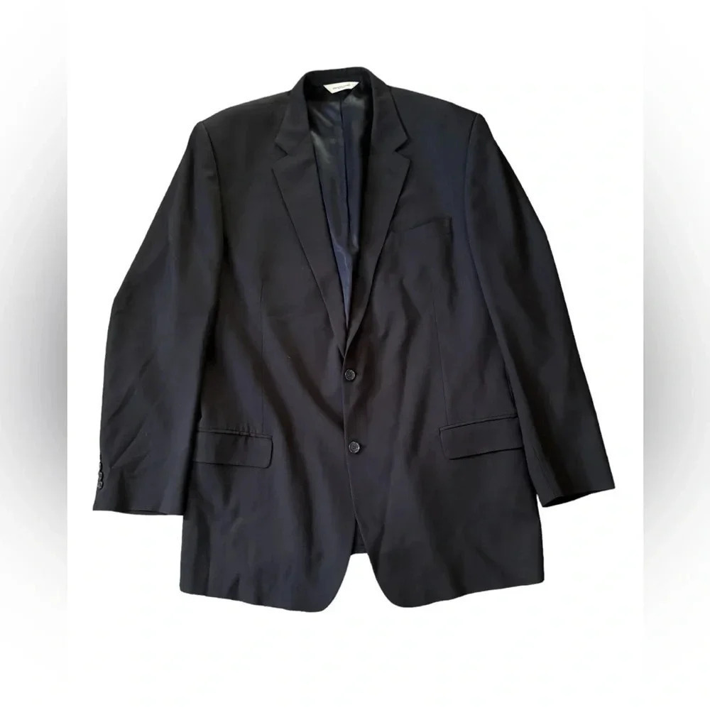 Pronto Uomo Mens Black Blazer Sports Coat Wool Size 48 X Tall